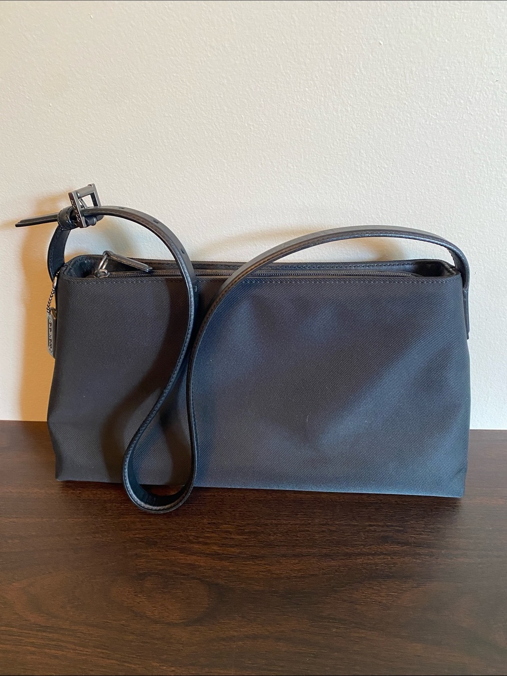 Coach Vintage Mercer 7406 Black Nylon Twill Shoulder Bag Purse Leather Trim